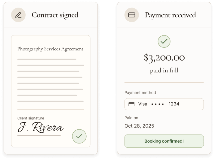 Aurori signed contract and paid booking confirmation steps in the workflow.